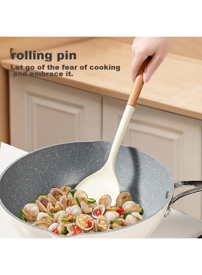JD.com Jd Jingzao Antibacterial Silicone Spatula With Beech Wood Extended Handle, Non-stick Pan Specialized Cooking Spatula For Home Use, Large Pot Spatula  - Image 5