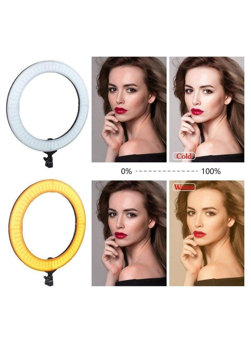 Generic - 21-Inch Dual Color LED Ring Light with Adjustable Tripod – Ideal for Makeup, Photography & Video Recording - Image 1