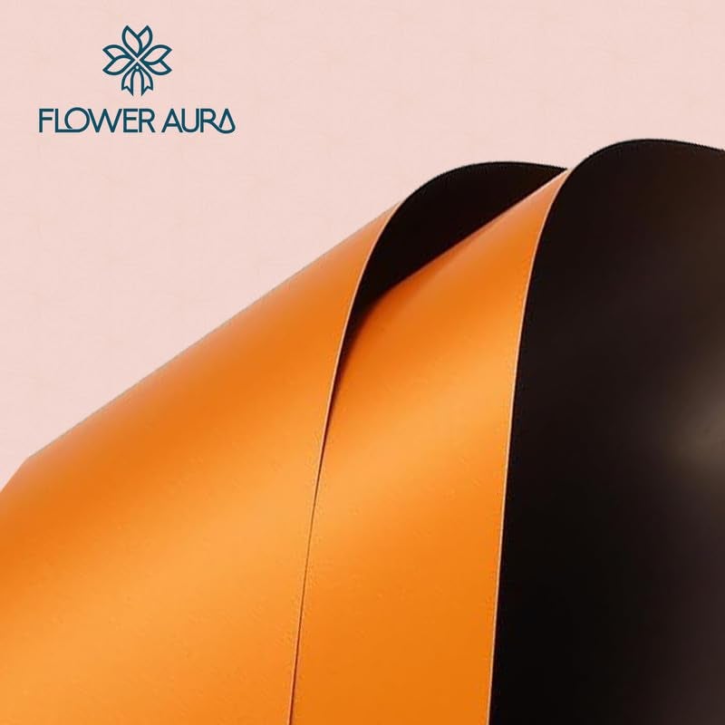 FlowerAura Designer Waterproof Two Sided Orange & Black Korean Wrapping Paper For Flower Bouquet Wrapping Paper, Gift Wrapping Paper, DIY Handmade Paper, Artistic & Florist Creation Paper (Set of 20) - Image 4