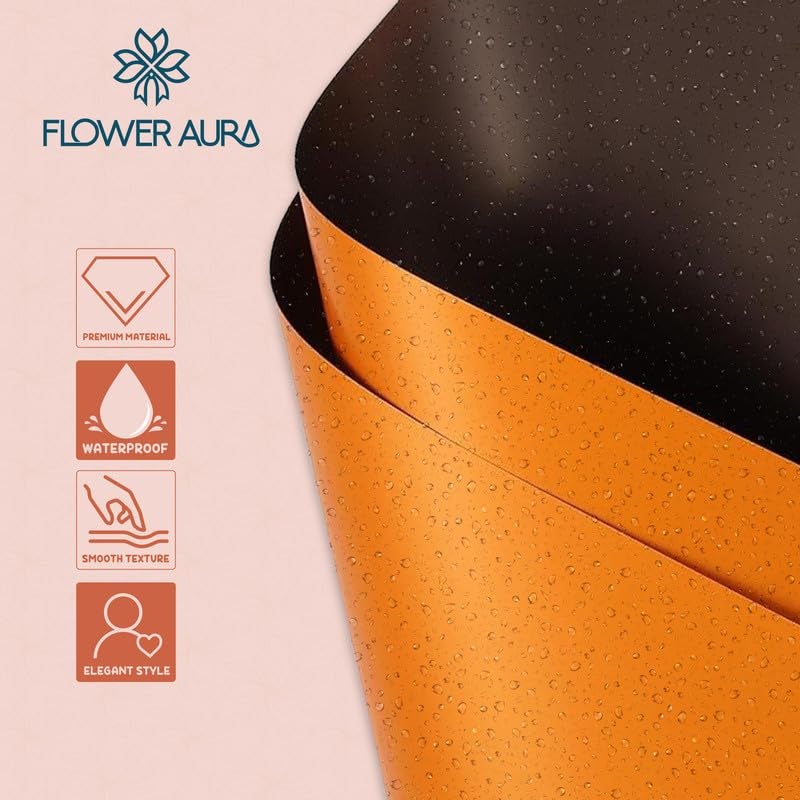 FlowerAura Designer Waterproof Two Sided Orange & Black Korean Wrapping Paper For Flower Bouquet Wrapping Paper, Gift Wrapping Paper, DIY Handmade Paper, Artistic & Florist Creation Paper (Set of 20) - Image 5