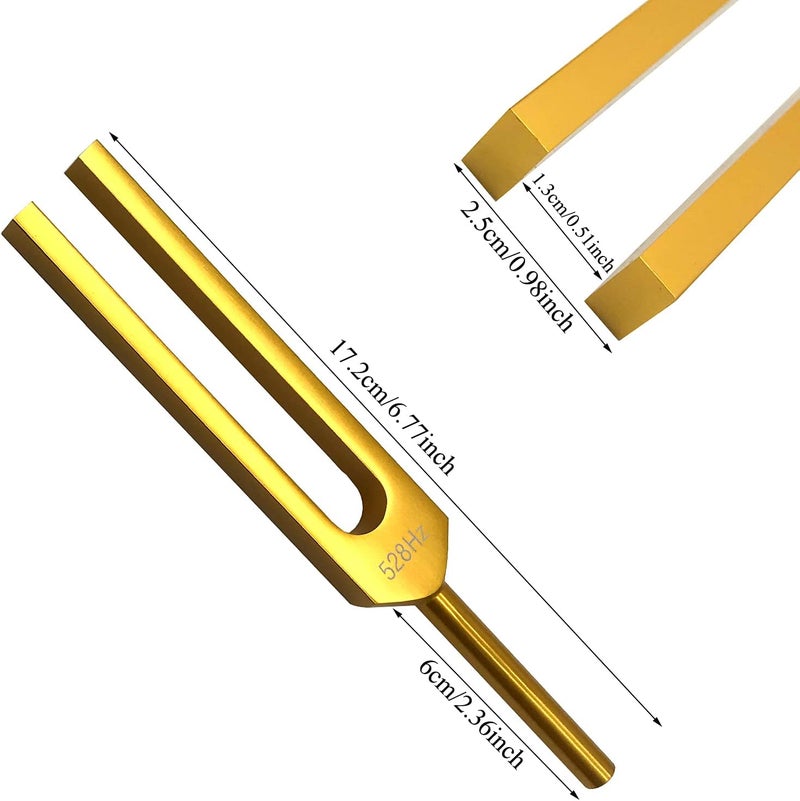 FSHANEE 528 Hz Tuning Fork - Body Weighted Tuning Forks - Frequency Healing Devices DNA Repair - Sound Healing Chaka Tuning Fork - Meditative Instrument (Gold) - Image 2