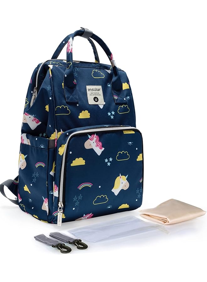 insular Diaper Backpack Multi Function Travel Bag Waterproof Maternity Nappy Changing Bag For Mom Girls Large Capacity Baby Backpack With Stroller Straps And Changing Pad - Image 1