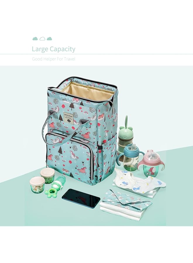 insular Diaper Backpack Multi Function Travel Bag Waterproof Maternity Nappy Changing Bag For Mom Girls Large Capacity Baby Backpack With Stroller Straps And Changing Pad - Image 3