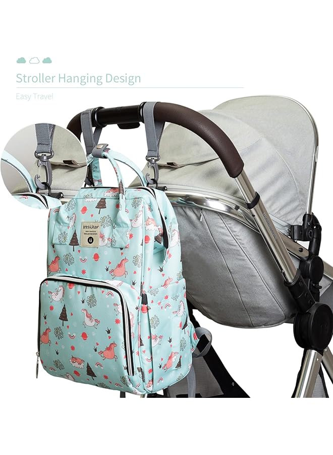 insular Diaper Backpack Multi Function Travel Bag Waterproof Maternity Nappy Changing Bag For Mom Girls Large Capacity Baby Backpack With Stroller Straps And Changing Pad - Image 5