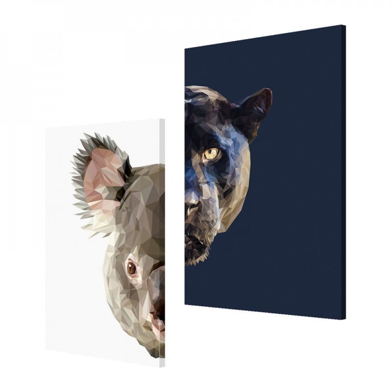 Marktna Double canvas painting with an animal design, total size 80x60 cm - Image 2