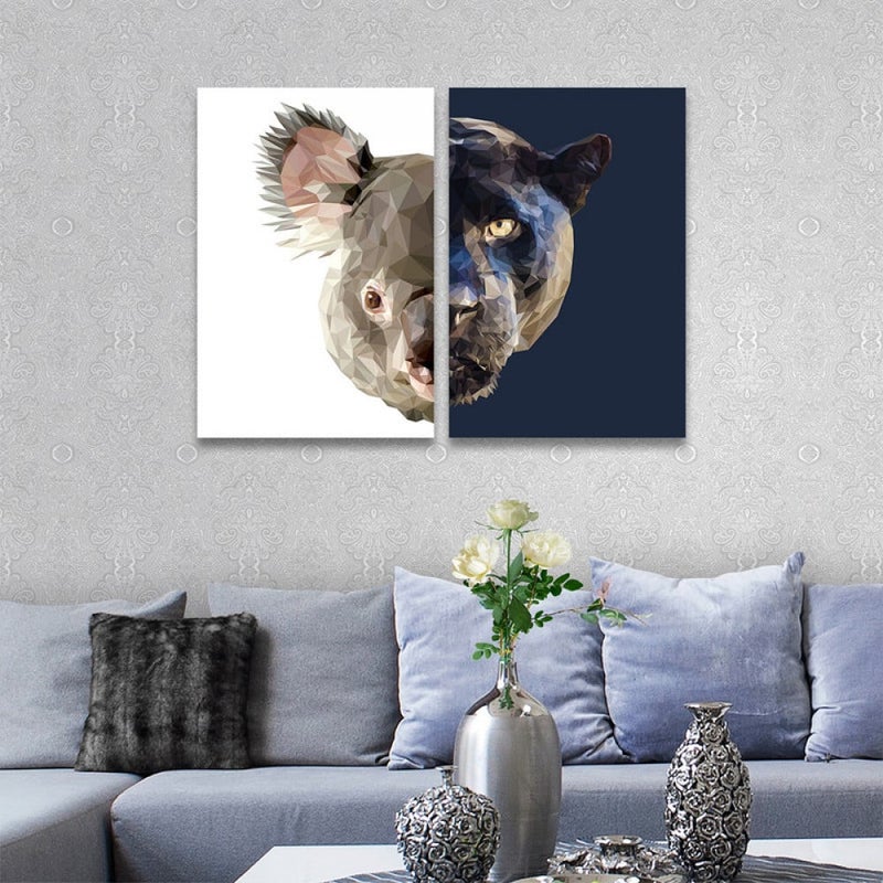 Marktna Double canvas painting with an animal design, total size 80x60 cm - Image 1