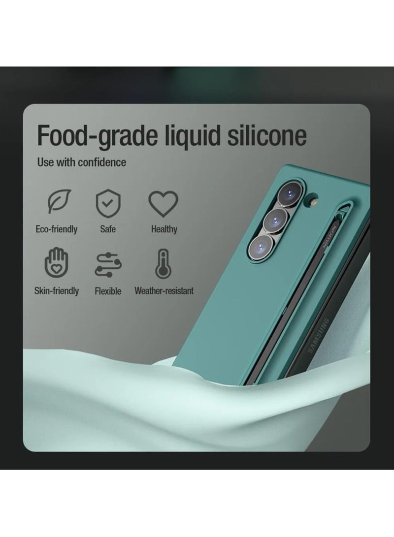 general Case Compatible with Samsung Galaxy Z Fold 6 5G 2024, Soft Liquid Silicone Back Cover Anti-fingerprint Protective Case with Stylus Pen for Samsung Galaxy Z Fold6 - Image 2