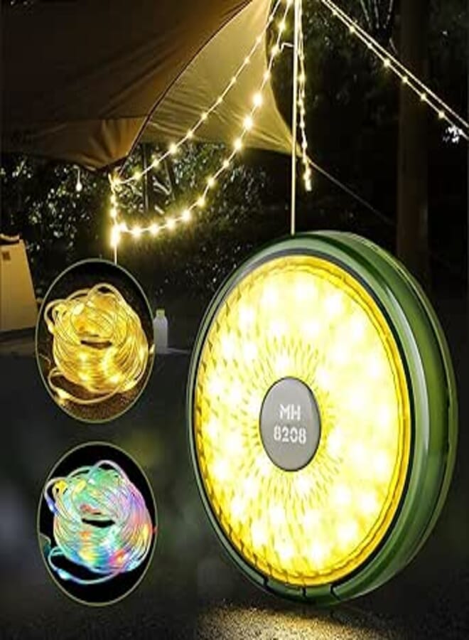 Camp String Lights - Outdoor Waterproof Stowable, Portable, Retractable LED Tent Camping Fairy Lights for Hiking, Garden, Party