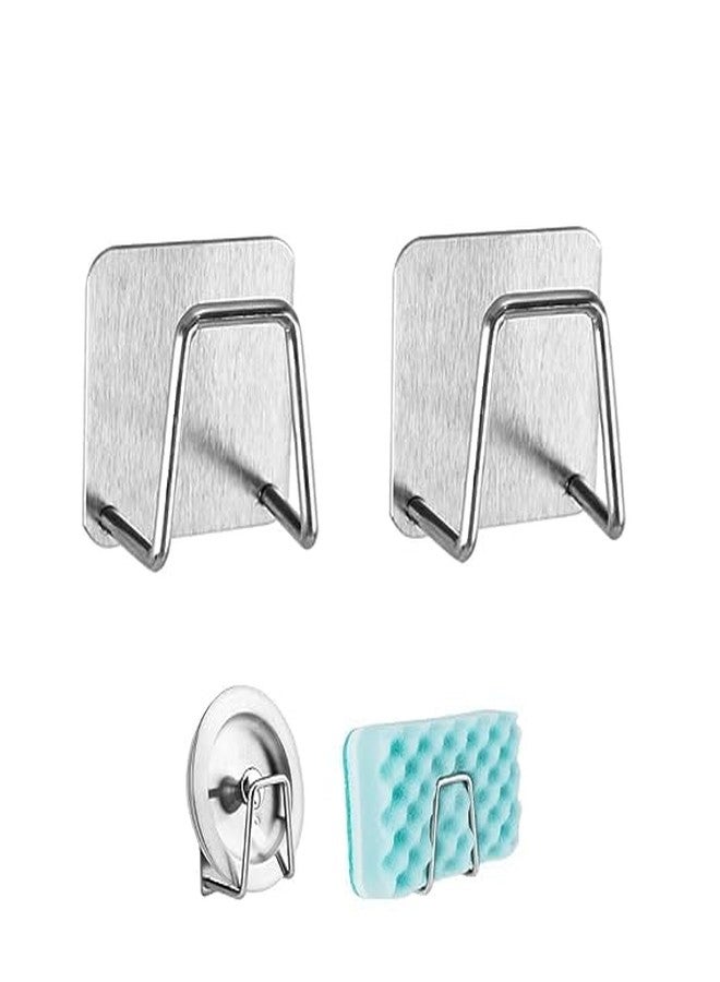 FALONG Kitchen Sponge Holder Quick Drying Caddy Hook Stainless Steel Rust Proof Waterproof Sink Soap Sponge Holder Small Sponge Holder (Pack of 2) - Image 1