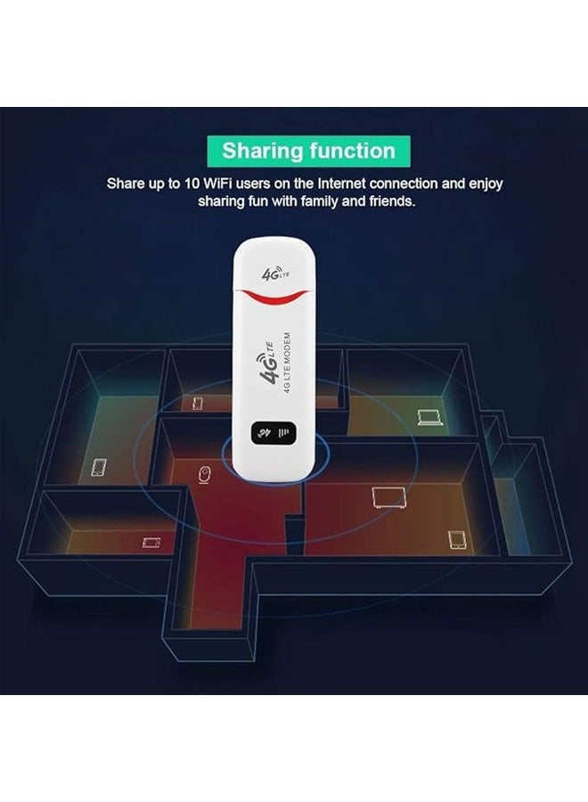 general 100Mbps USB WiFi Adapter Adapter, 4G LTE USB Network Adapter Wireless Portable WiFi Hotspot Router Modem Stick for Desktop Laptop, Support 32GB TF Memory Card, 10 WiFi Users - Image 4