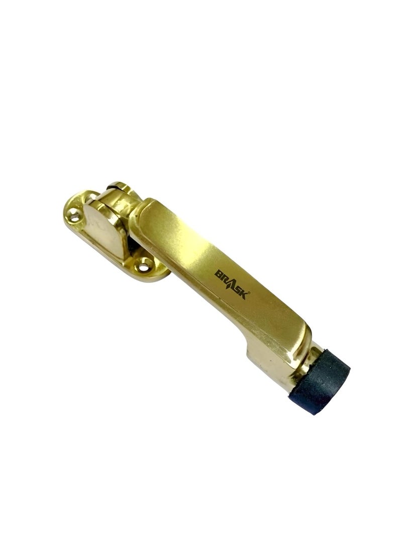 BRASK BRASK Brass HeavyDuty Door Stopper 5 Inch with Screws Model 632 Wooden Door Stoppers Durable Stylish Door Stoppers for Home Office and Hotels 6 Golden Satin  - Image 3