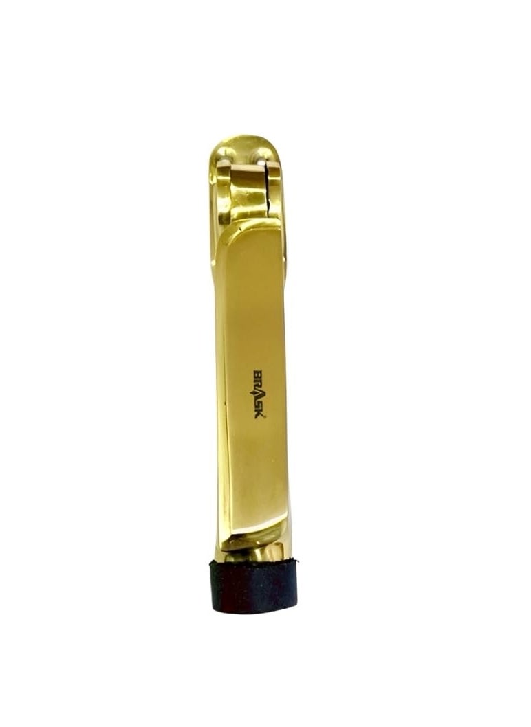 BRASK BRASK Brass HeavyDuty Door Stopper 5 Inch with Screws Model 632 Wooden Door Stoppers Durable Stylish Door Stoppers for Home Office and Hotels 6 Golden Satin  - Image 2