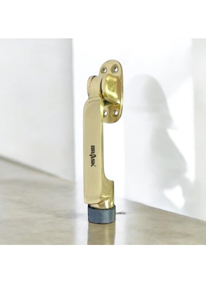 BRASK BRASK Brass HeavyDuty Door Stopper 5 Inch with Screws Model 632 Wooden Door Stoppers Durable Stylish Door Stoppers for Home Office and Hotels 6 Golden Satin  - Image 5