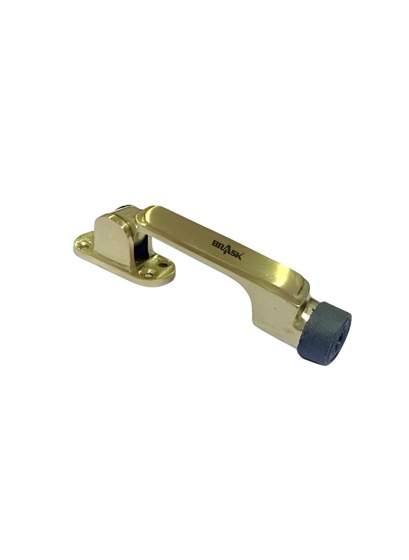 BRASK BRASK Brass HeavyDuty Door Stopper 5 Inch with Screws Model 632 Wooden Door Stoppers Durable Stylish Door Stoppers for Home Office and Hotels 6 Golden Satin  - Image 4