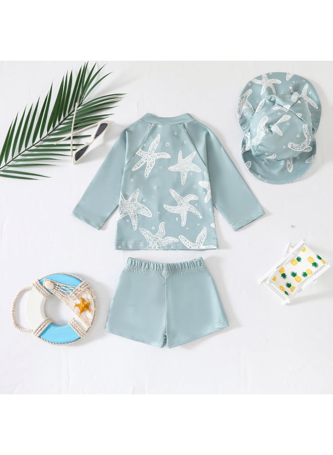 Generic Children And Infants Suit Summer Western-style Fashionable Sea Starfish Baby Body Clothes With Same Style Hat-Color:LC379-Size:3-4Y  - Image 3