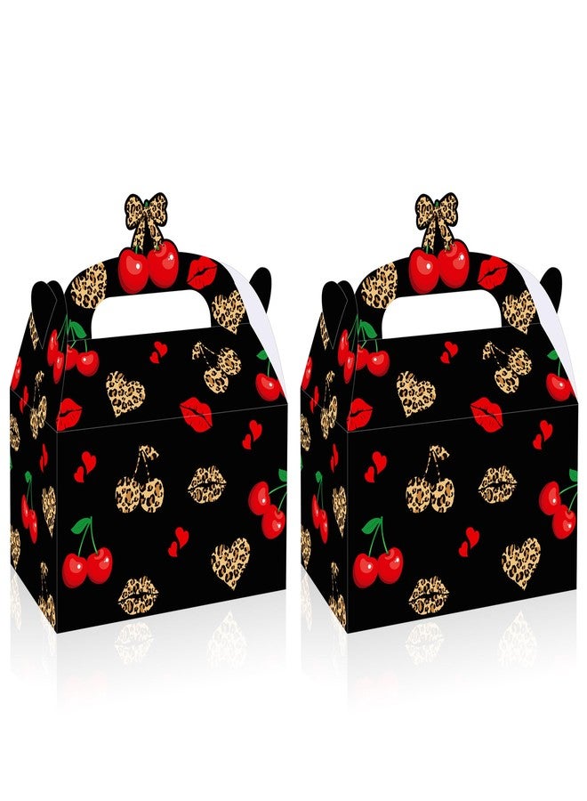 umoni Cheetah Cherry Bow Favor Box Leopard Print Birthday Party Supplies Cheetah and Cherry Gift Treat Box 12PCS Leopard Print Cherries Goodie Boxes for Girls Safari Animal Party Bachelorette Decor - Image 1