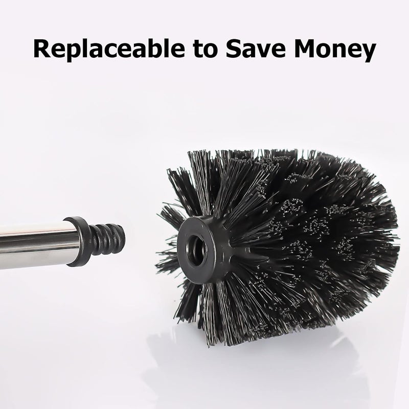 TOPSKY Toilet Brush Set of 4 - Stainless Steel Toilet Bowl Brushes with Replacement Heads, Easy to Assemble Bathroom Brushes, Hygienic Toilet Accessories - Image 5