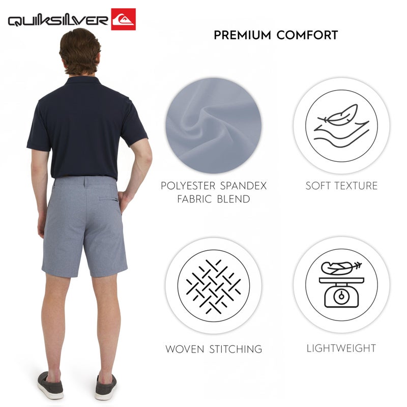 Quiksilver Men's Regular Fit Fixed Waist Water Friendly Active Hybrid Shorts, Striped Design - Smoked Gray, 34 - Image 4