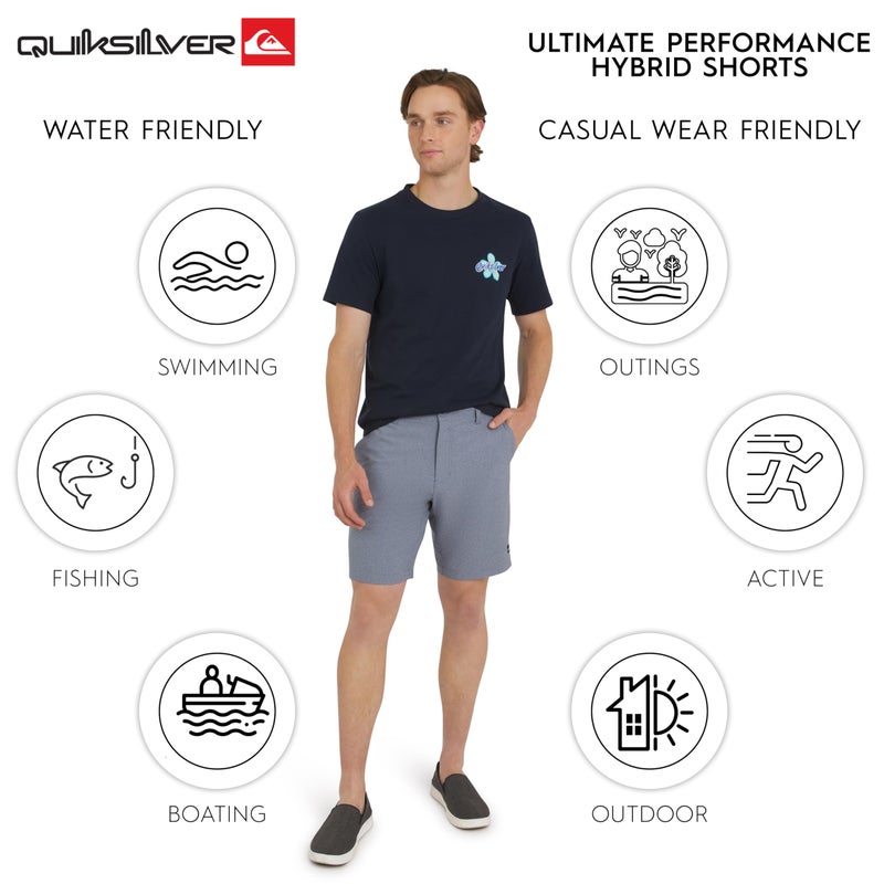 Quiksilver Men's Regular Fit Fixed Waist Water Friendly Active Hybrid Shorts, Striped Design - Smoked Gray, 34 - Image 3