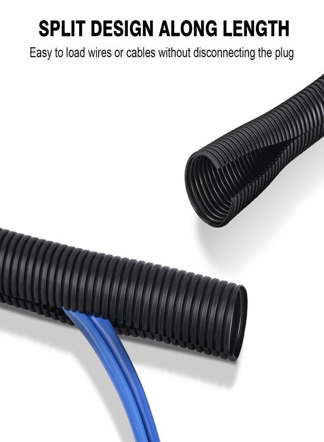 CrocSee 25ft - 1/4 inch Flame Retardant Split Wire Loom Tubing with Installation Tool - Flexible Wire Covers Cord Protectors - Black - Image 2