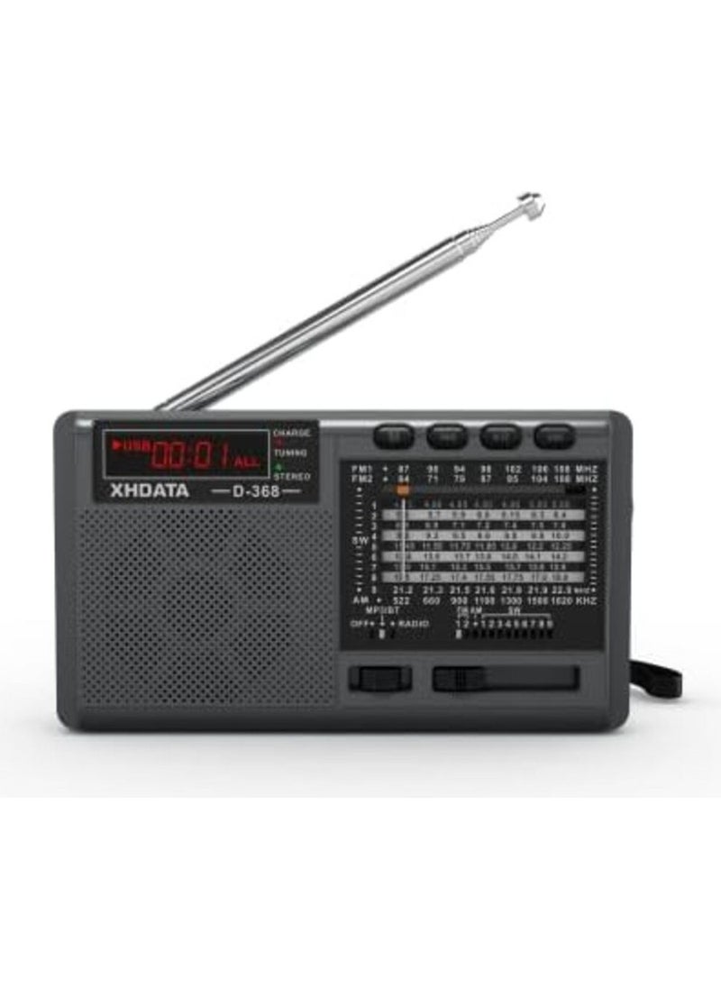 XHDATA - D368 Shortwave Am Fm 12 Band Dsp Stereo Portable Radio Mp3 Player Rechargeable - Image 1