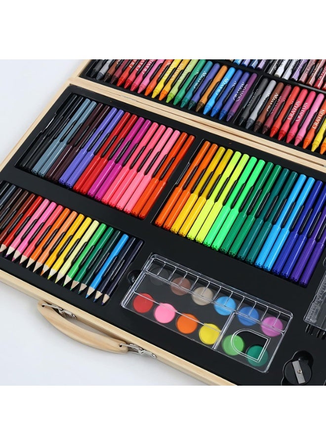 الحلم مجموعة أدوات فنية مكونة من 180 قطعة، صندوق أدوات رسم يحتوي على ألوان زيتية، أقلام تلوين، أقلام رصاص ملونة، أقلام تحديد، ألوان مائية وأدوات أخرى، مجموعة أدوات رسم محمولة فاخرة، أدوات رسم عالية الجودة وآمنة، مثالية للأطفال والكبار للرسم والتلوين - Image 2