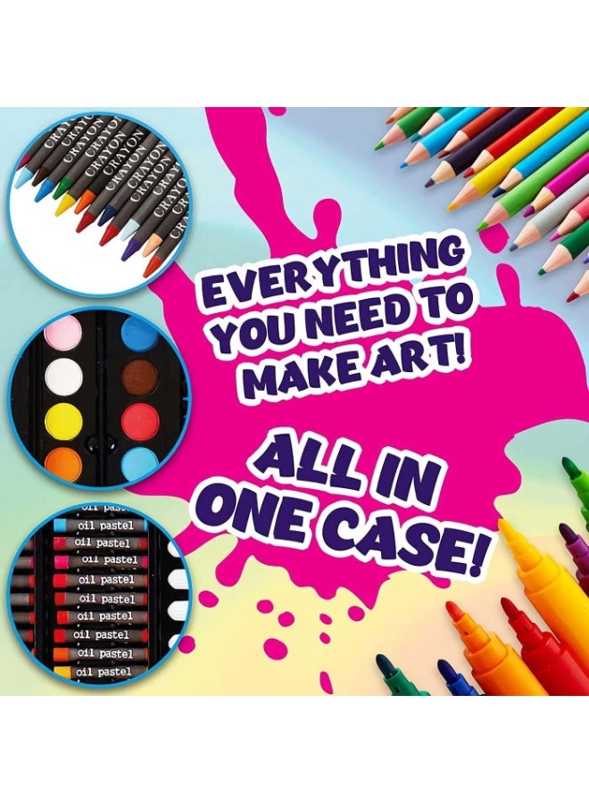 الحلم مجموعة أدوات فنية مكونة من 180 قطعة، صندوق أدوات رسم يحتوي على ألوان زيتية، أقلام تلوين، أقلام رصاص ملونة، أقلام تحديد، ألوان مائية وأدوات أخرى، مجموعة أدوات رسم محمولة فاخرة، أدوات رسم عالية الجودة وآمنة، مثالية للأطفال والكبار للرسم والتلوين - Image 4