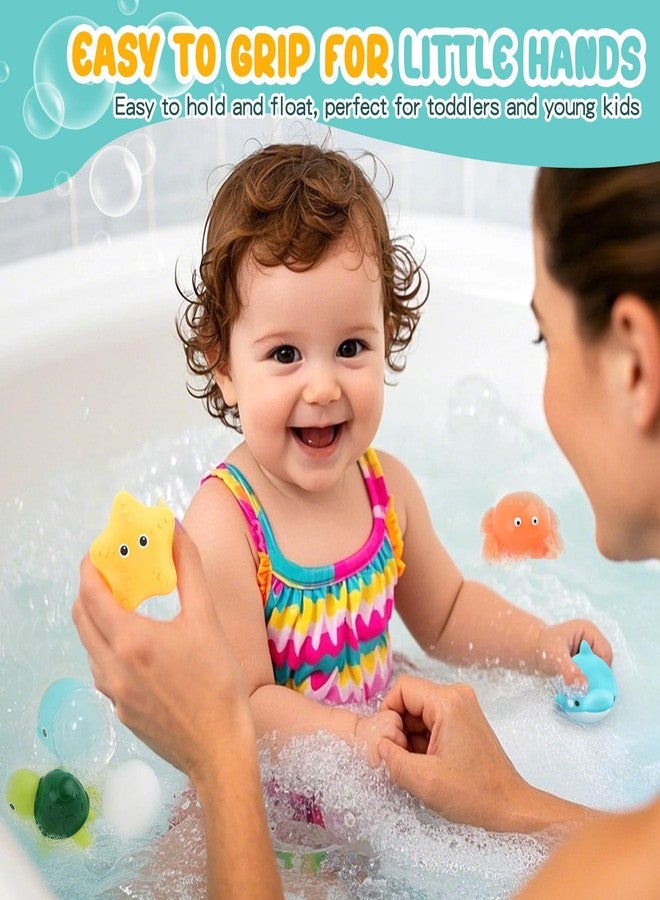 PUPTILY Bath Toys 6 Pack No Hole Baby Bathtub Toys Soft Squeezable & Float on Water Easy-Grip Toddler Bath Toy Set for Kids Ages 1-3 Tub Pool Toys - Image 4
