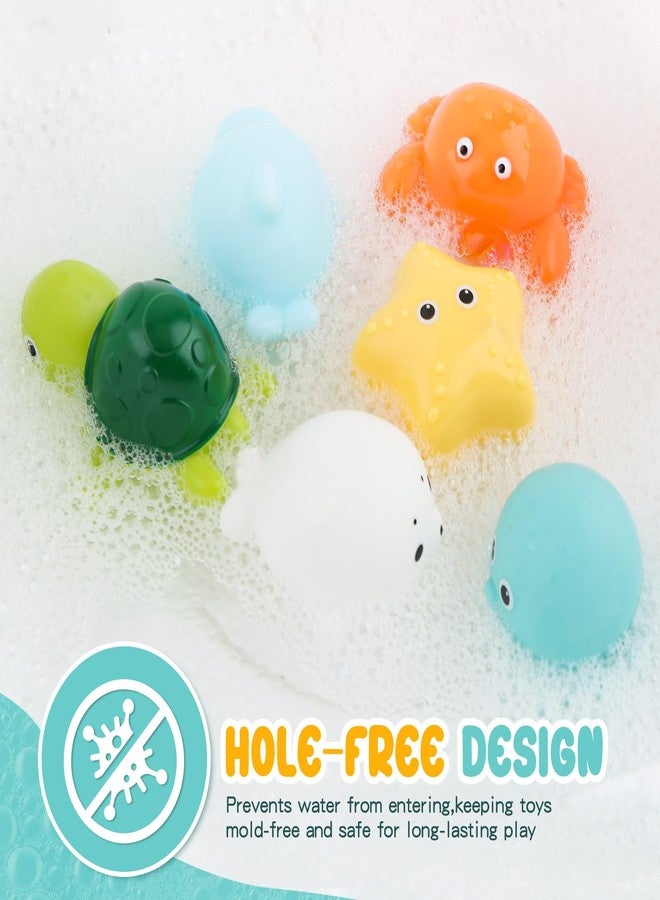 PUPTILY Bath Toys 6 Pack No Hole Baby Bathtub Toys Soft Squeezable & Float on Water Easy-Grip Toddler Bath Toy Set for Kids Ages 1-3 Tub Pool Toys - Image 2