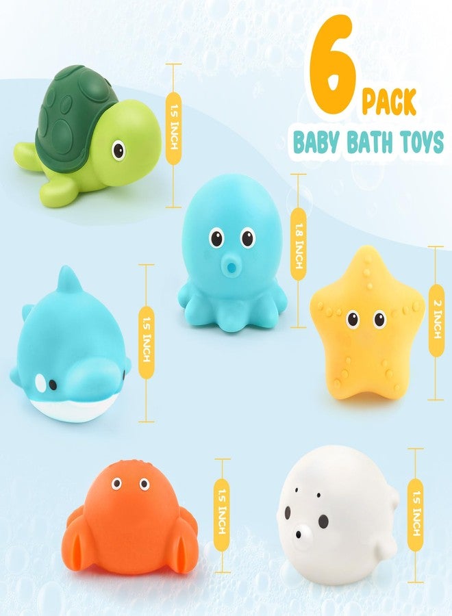 PUPTILY Bath Toys 6 Pack No Hole Baby Bathtub Toys Soft Squeezable & Float on Water Easy-Grip Toddler Bath Toy Set for Kids Ages 1-3 Tub Pool Toys - Image 5