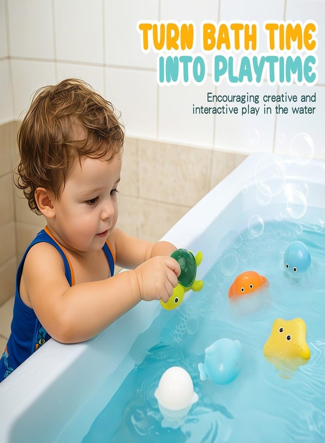 PUPTILY Bath Toys 6 Pack No Hole Baby Bathtub Toys Soft Squeezable & Float on Water Easy-Grip Toddler Bath Toy Set for Kids Ages 1-3 Tub Pool Toys - Image 3