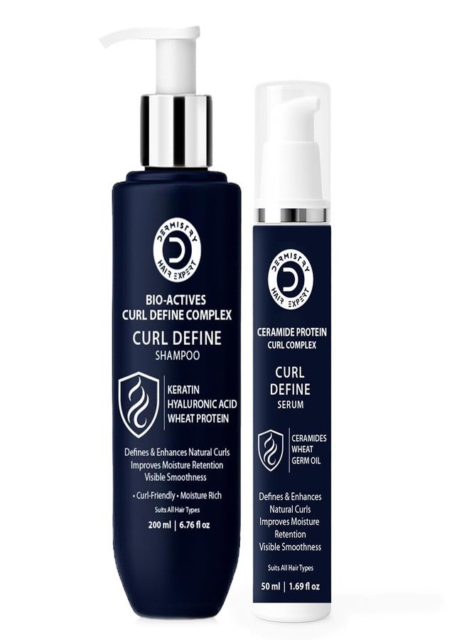 Dermistry Ceramides Protein Curl Define Complex Serum & Shampoo Curl Defining Enhancement with Hyaluronic Acid Keratin Wheat Protein Arginine for Moisture Suit Dry Frizzy All Hair Type Men Women 250ml - Image 1