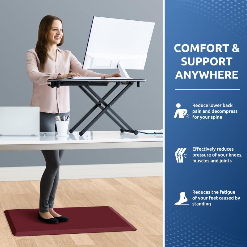 KitchenClouds Kitchen Mat Cushioned Anti Fatigue Rug 17.3"x28" Water Resistant Non Slip Kitchen Standing Desk Mat Comfort Floor Mats for Kitchen House Sink Office (Red) - Image 4