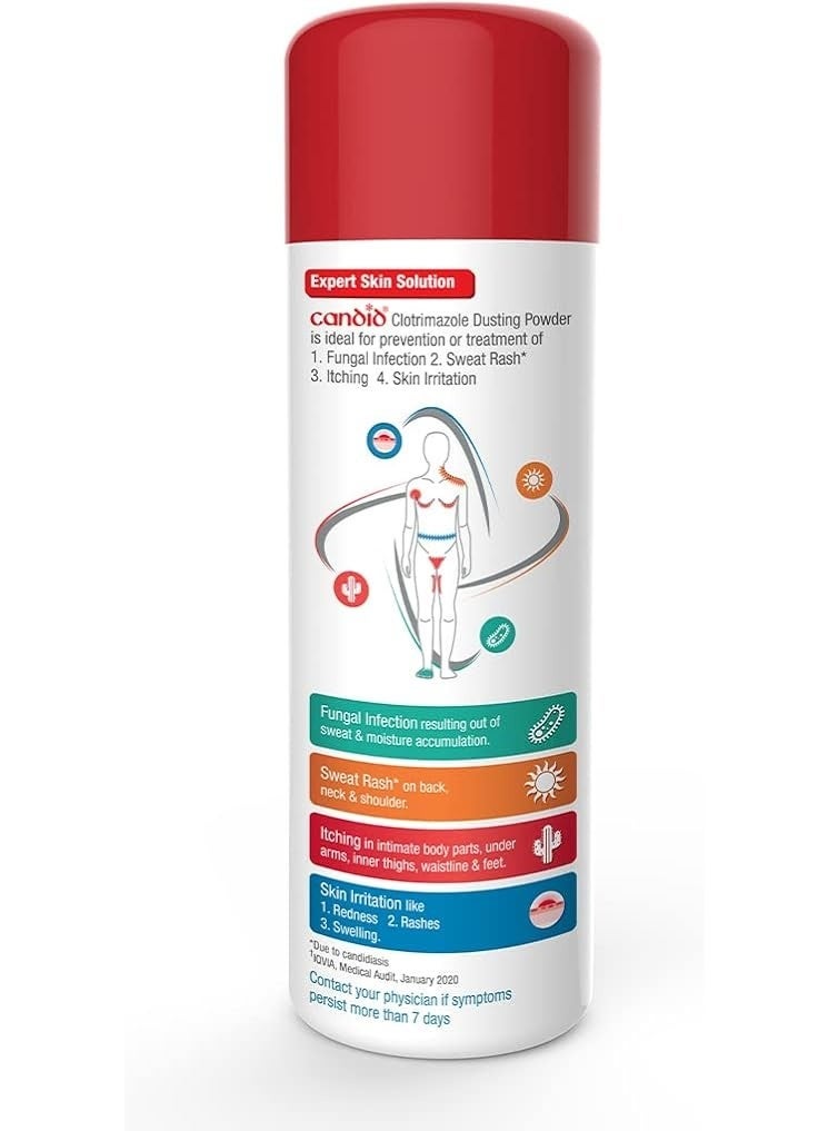Candid Dusting Powder | Expert Skin Solution |Doctor's Prescribed No.1 Brand | Prevents Sweat Rash, Itching, Fungal Infection & Skin Irritation | Anti-fungal Powder | Clotrimazole | 120g - Image 3