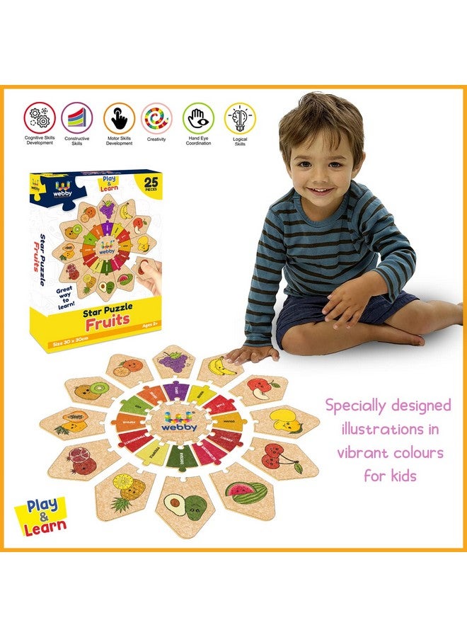 Webby Fruits - Star Jigsaw Puzzle, Montessori Early Educational Pre School Puzzle Toy for 2+ Years Kid (25 Pcs) - Image 5