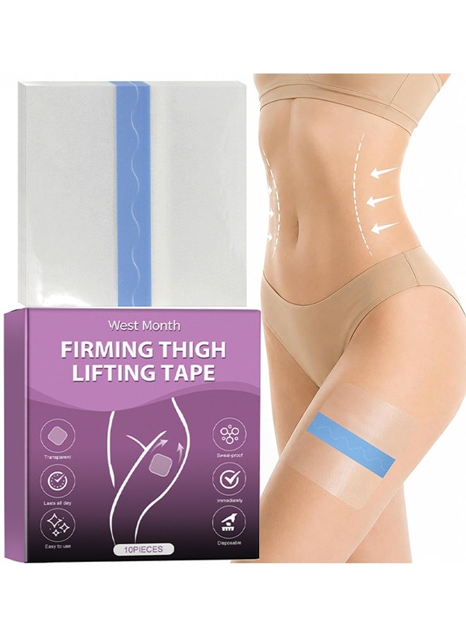 WEST MONTH Firming Thigh Lifting Tape, Instant Thigh Lift Tape Transparent Lifting Adhesive Bandage Patch For Leg Body Sagging Skin Fat Anti Chafing Ultra Thin Inner Paste Waterproof Pad Disposable Shaping Leg Lifting Stickers (10Pcs) - Image 1