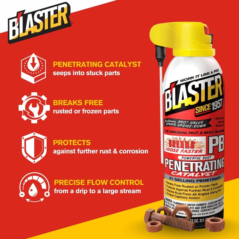 blaster B’Laster Penetrating Oil Spray – Rust Prevention Penetrating Fluid – Loosens Rusted Bolts, Protects Against Corrosion, Multi-Use Anti Rust Spray for Frozen Parts – 11oz (Case of 12) - Image 2