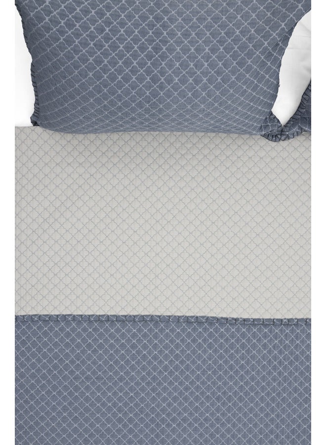 Koza Home Koza Home Malea Navy Blue Double Bedspread 230x250 2 Pillow 50x70 5006 230 x 250 - Image 2