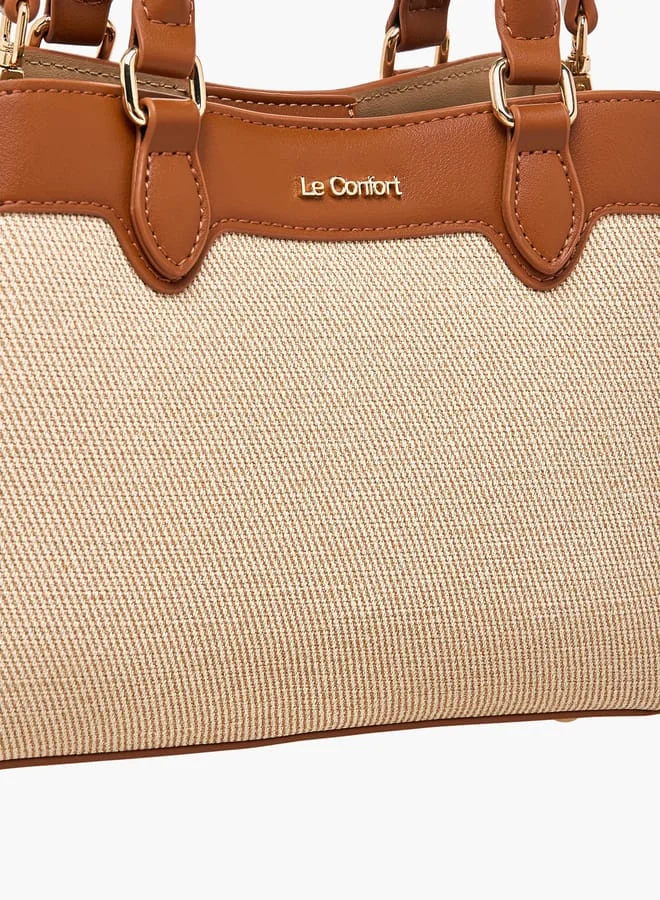 لو كونفورت Women Panelled Tote Bag with Detachable Strap and Button Closure