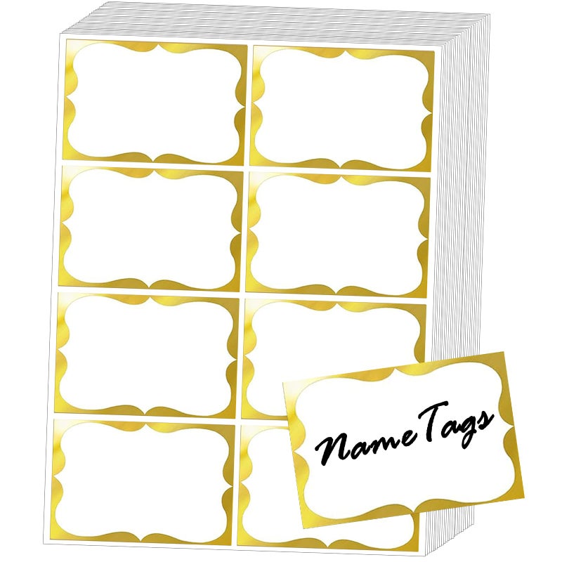 SALEMAR Sticky Name Tags, 3.5" x 2.25" Adhesive Foil Name Tag Stickers Gift Label Stickers for Class Union, Conference, Family Gatherings, 200PC (Gold) - Image 1