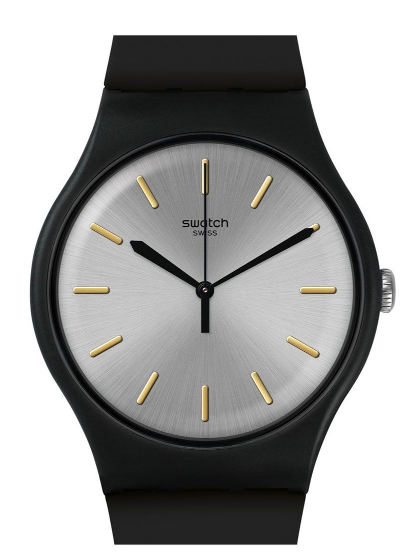 Swatch Unisex Back To Black Quartz Movement Water Resistant Wrist Watch - 41 Mm - Image 1