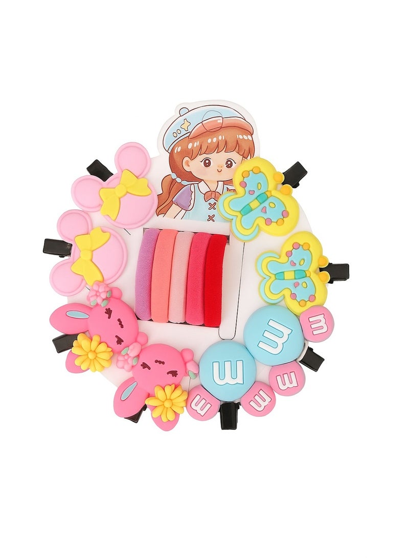Cute Cartoon Hair Accessories Set F-4-MULTICOLOR