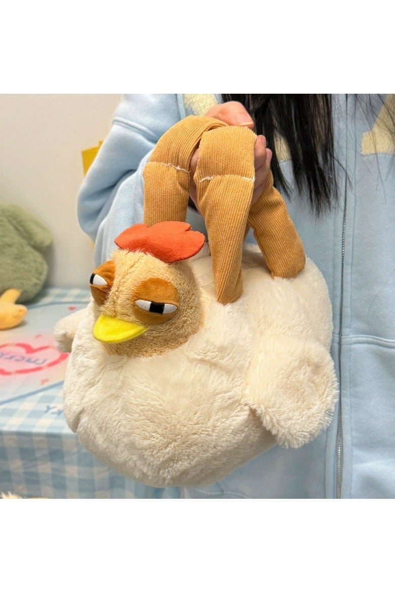 general Cute Plush Chicken Handbag - Soft Fluffy Hen Purse, Novelty Bag, Animal Plush HandBag Cosmetic Bag with Zipper for Women - Image 2