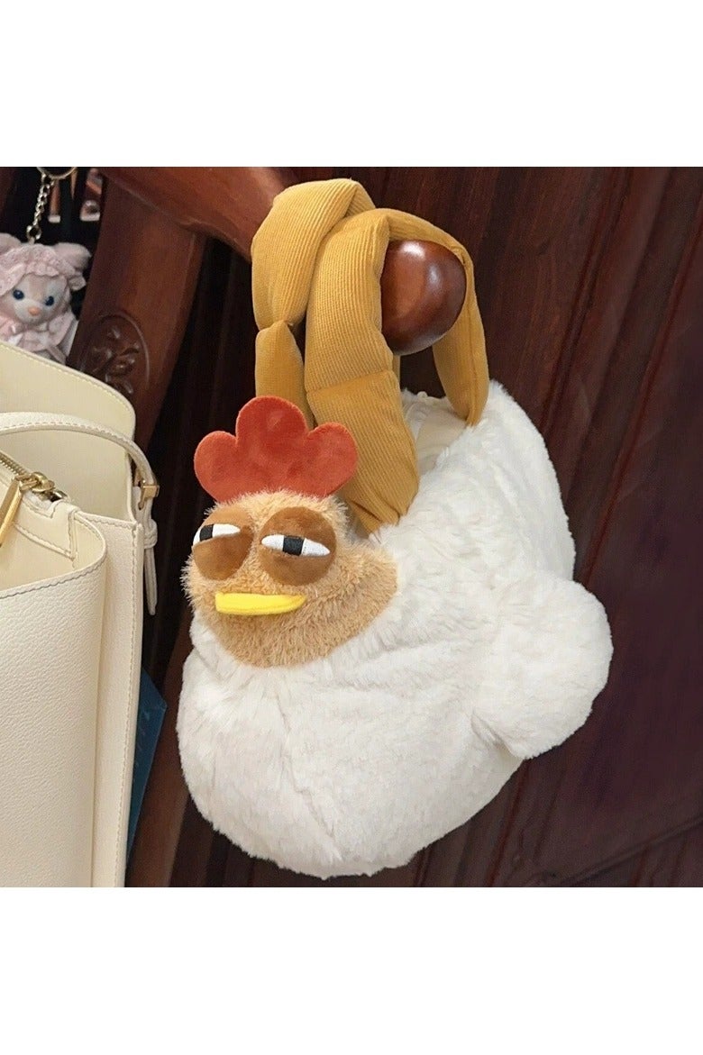 general Cute Plush Chicken Handbag - Soft Fluffy Hen Purse, Novelty Bag, Animal Plush HandBag Cosmetic Bag with Zipper for Women - Image 3