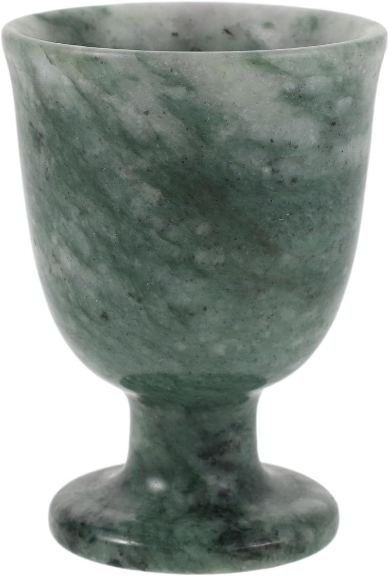 Jade Chalice Goblet - Stone Wine Glass - Ritual Drinking Cup - Vintage Sacred Altar Stone Cup for Medieval Ceremony and Home Decor - Image 1