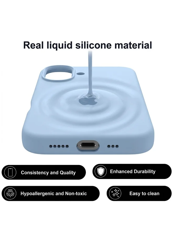 Mobcos Mobcos iPhone 17 Sky Blue Logo Premium Silicone Magnetic Wireless Charging Case for iPhone | Silky Soft Touch | Military-Grade Shockproof Protection | Strong Magnetic Compatibility | Luxury Slim Cover