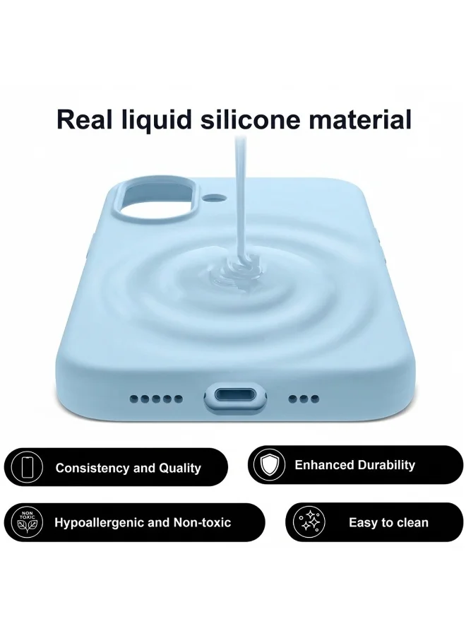 Mobcos Mobcos iPhone 17 Sky Blue Elite Logo Premium Silicone Magnetic Wireless Charging Case for iPhone | Silky Soft Touch | Military-Grade Shockproof Protection | Strong Magnetic Compatibility | Luxury Slim Cover