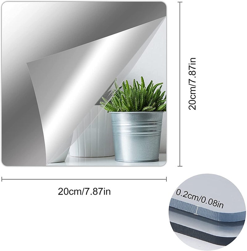Twinster Mirror Stickers (Pack of 4) Acrylic Rectangular Shape for Wall, Living Room, Bathroom Flexible Stickers Full Length Unbreakable Self-Adhesive Wall Mirror (Square) 20.32x 20.32cm - Image 2