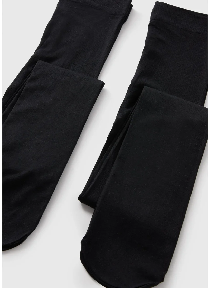 Matalan 5 Pack Girls Black Opaque Tights