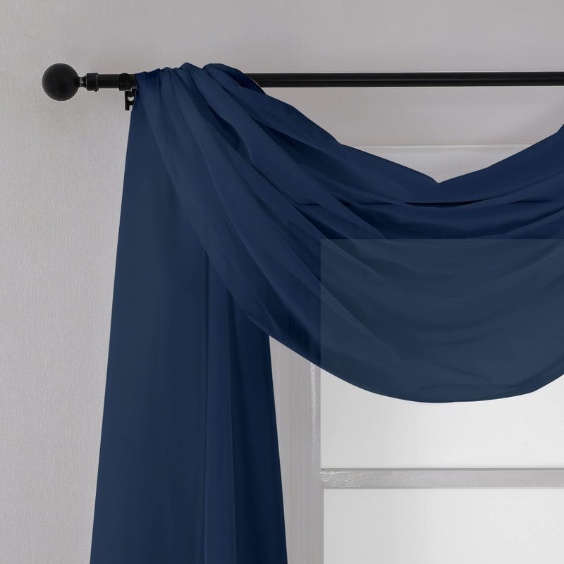 chyhomenyc navy navy shier scarf farevance for windows 216 inch adaor window charf stupes backdrop backdrop backdrop for wedder chraging/party/canopy bed/roame koom 2pc 18 ver - Image 4